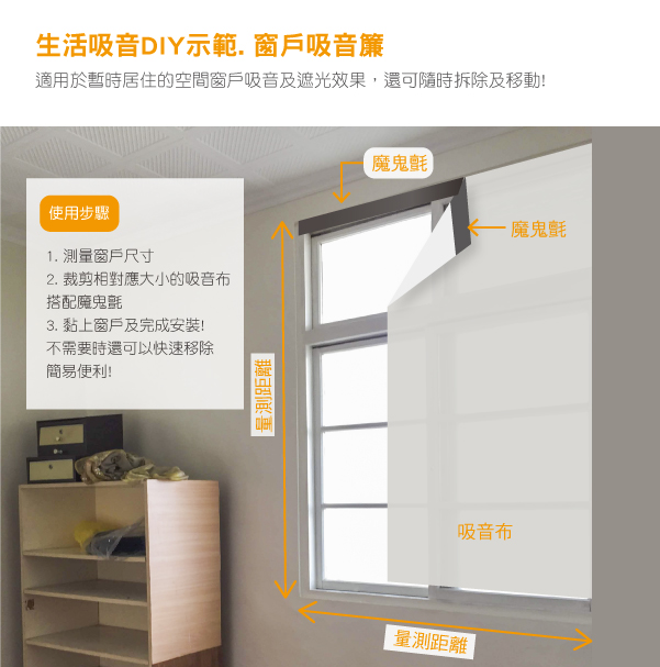 窗戶吸音簾及遮光效果